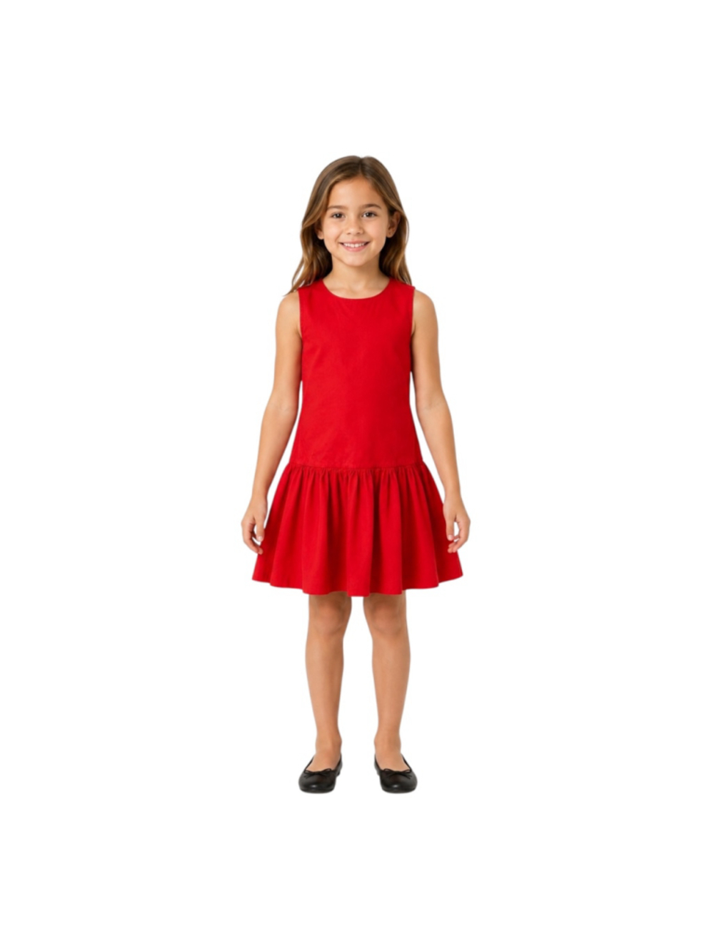 Crewcuts Girls Red Cotton Drop Waist Dress Size 7